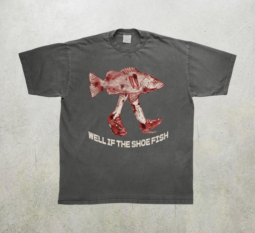 Funny Shoe Fish Comfort Colors Tshirt, Surreal Shoes Meme