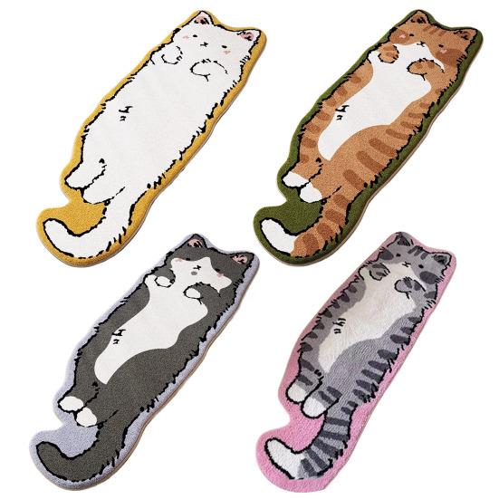 Коврик с изображением мультяшного кота, роскошный, комфортный, имитация кашемира, нескользящий, впитывающий, входной коврик для дома