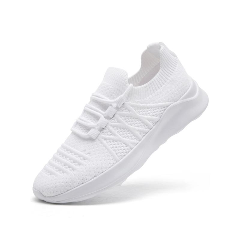 Fashion Fujeak Women Walking Tennis Female Flat Shoes Slip-On Running Casual Sports Shoes White Breathable Athletic Running Footwear
