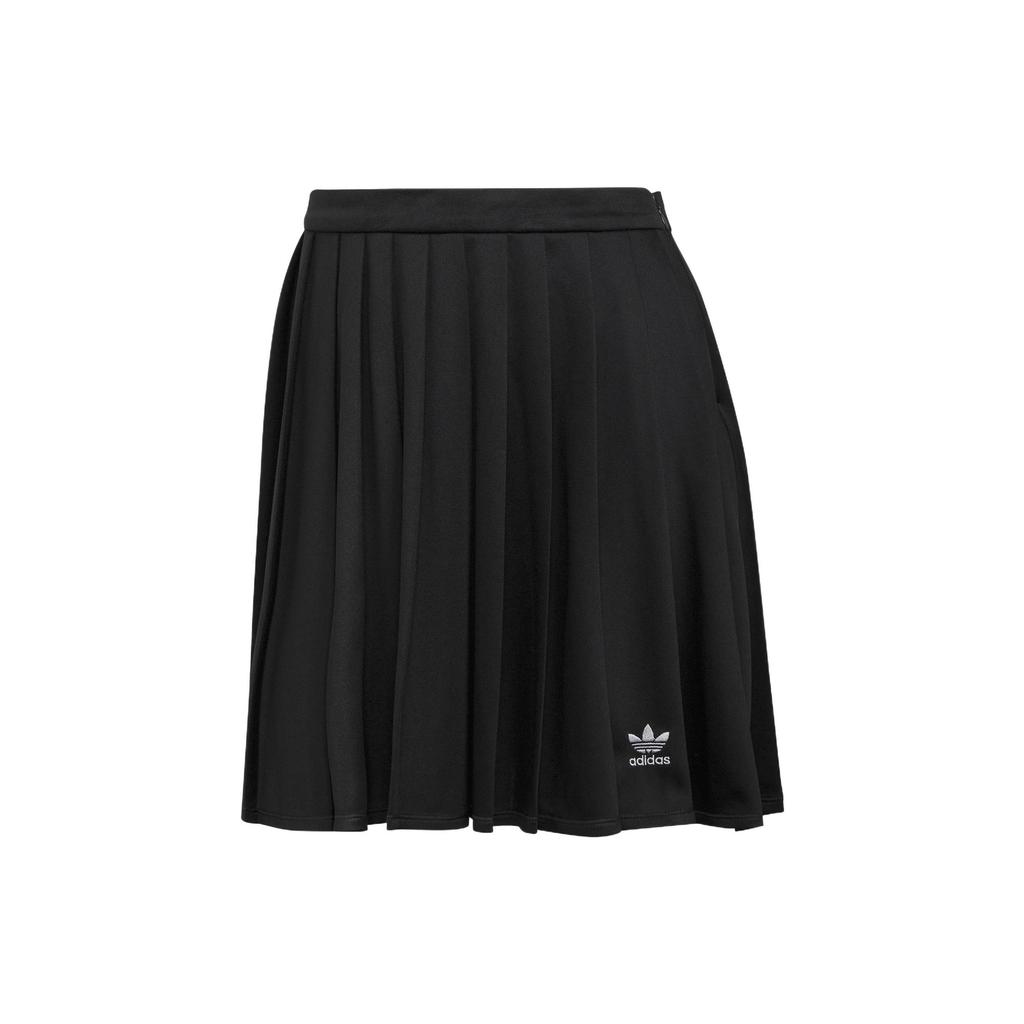 Adidas Originals Adicolor Classics Solid Color Small Logo A-Line Comfortable Tennis Pleated Skirt Women Skirts Black HC2058