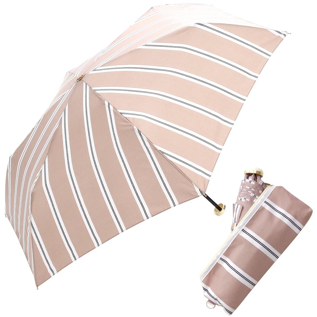 Folding Super Water Striped A.s.s.a Women's Umbrella, Lightweight, 50cm, Compact, Umbrella, Repellent, Stylish, (RM224/MOCHA)