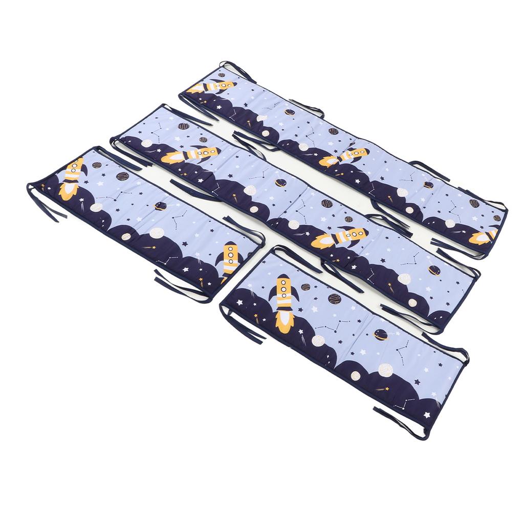 Crib Liner Four Sided Cute Printed Soft Breathable Crib Bumpers Pads for Newborn Toddler Style 2