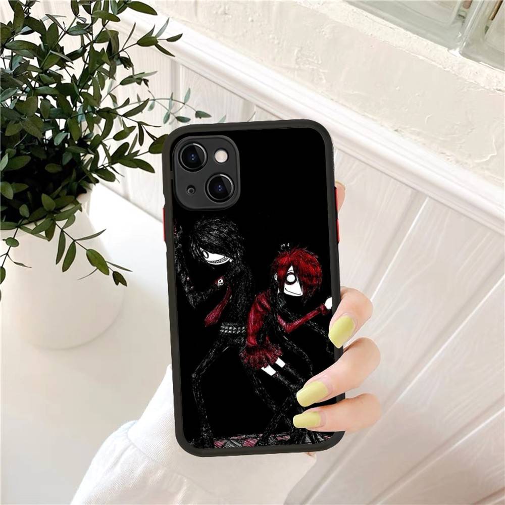 Love Black And Cute Emo Phone Case for iPhone 16 15 14 11 12 13 Pro Max X XS Translucent Matte Cover