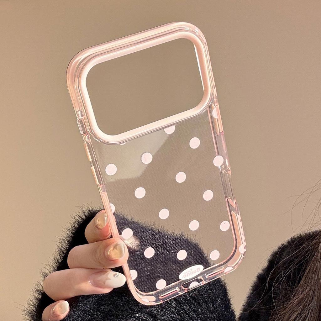 Однотонный чехол для мобильного телефона IPhone17 Apple 16promax с горошком, подходит для 14, простой японский и корейский стиль, 13, прозрачный, 15, мягкий Ke