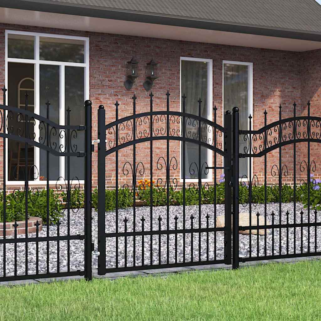 Garden Gate KAMPEN with Spear Tip Black 103 x 100 cm Steel