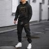 Мужской oversized худи с капюшоном и графическим принтом, свободный крой, зимний повседневный спортивный костюм