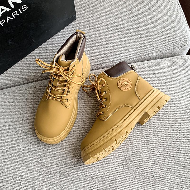 Ботинки Martin женские лето 2025 новые осенние новые короткие ботинки высокие ботинки на платформе локомотивные ботинки ретро британский стиль большие желтые ботинки