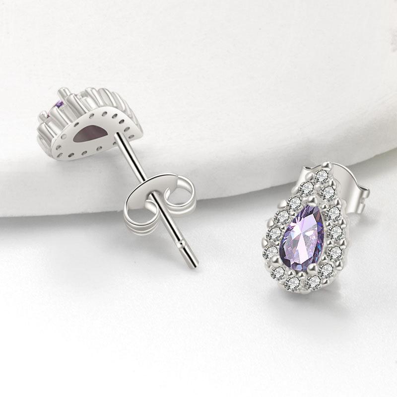 Exquisite Teardrop Micro Paved Zircon Stud Earrings Minimalist Light Luxury Fashion Versatile Women Jewelry