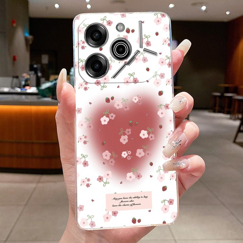 Чехол для телефона Tecno Pova 6 Pro 5G LI9 Чехол Tecno Pova 6 5G LI7 Задняя крышка Роскошный Прозрачный Мягкий ТПУ Чехол с бабочками и цветами
