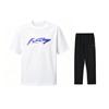 Li-Ning Летний мужской спортивный костюм с принтом, круглым вырезом, коротким рукавом, удобный, дышащий, приятный для кожи, простой, универсальный, повседневный AHSV611-8+AKLU881-1