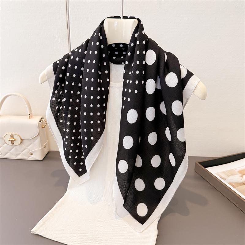 Korean simple polka dot imitation velvet herringbone pattern cotton and linen small square scarf silk scarf headscarf shawl decorative scarf scarf