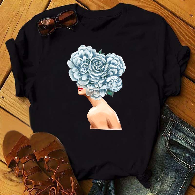 Fashion Flower Graphic Women Printed Tshirt New Tshirt Graphic Tee Cute Women T-shirt Female Tee Shirt 90s Girls Tee Tshirt