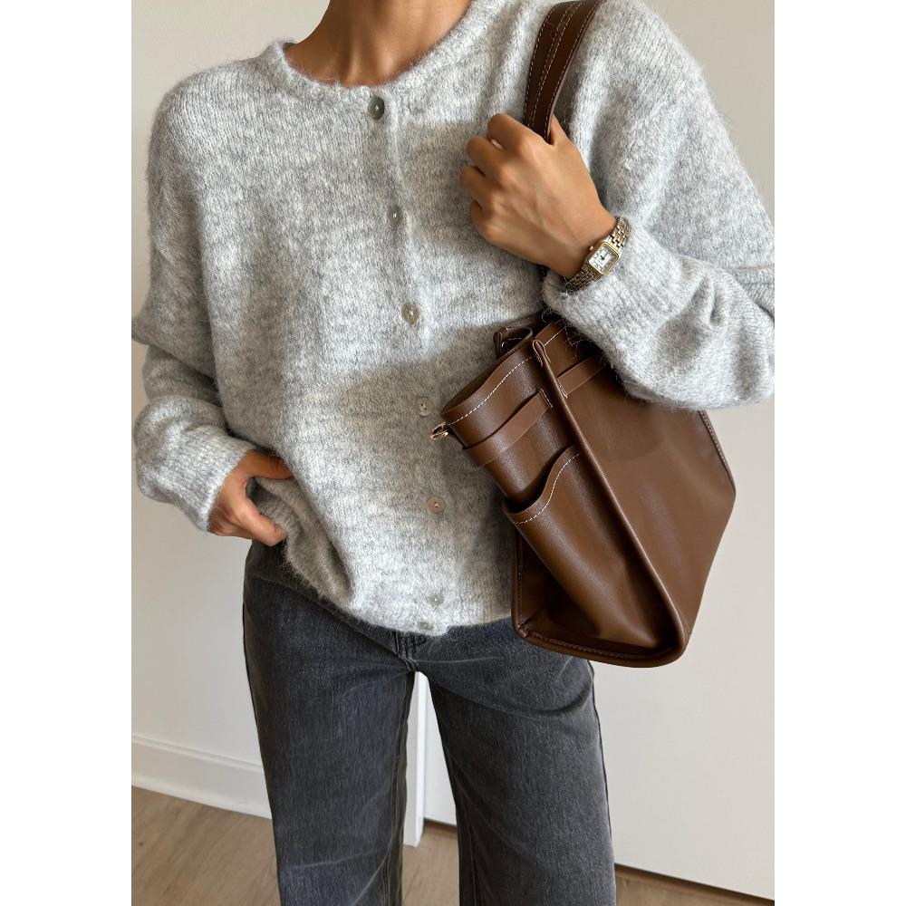 Hirsionsan элегантный свитер с длинным рукавом для женщин 2025 новый шерстяной однобортный женский повседневный кардиган мягкий гибкий трикотажный пиджак