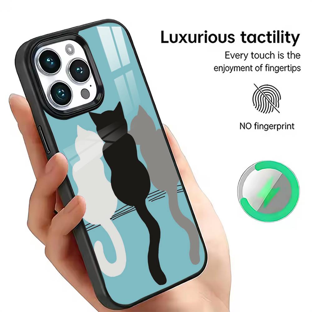 Three Cats Phone Case For iPhone17,16,15,14,13,12,11 Plus,Pro Magnetic with Magsafe Wireless Charging