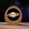 Деревянная основа 3D внутренняя резьба Планета Ночник Круглая деревянная рама Астрономическая тема Светящийся хрусталь Настольное украшение