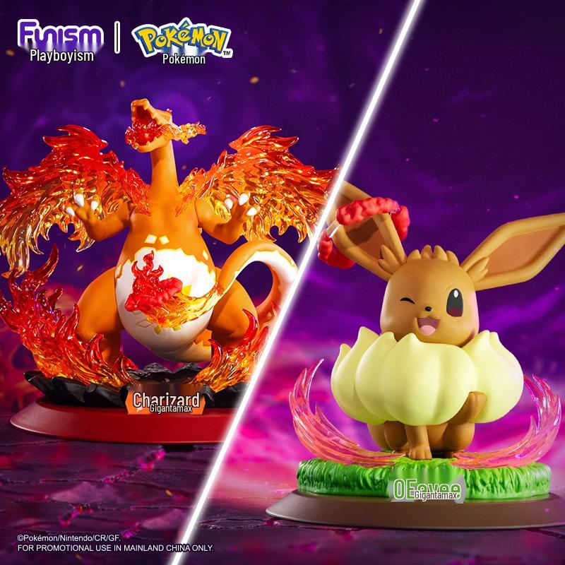 Playfulism Pokémon Charizard & Eevee Gigantamax Figures with Gengar & Pikachu Shining Moments Merchandise