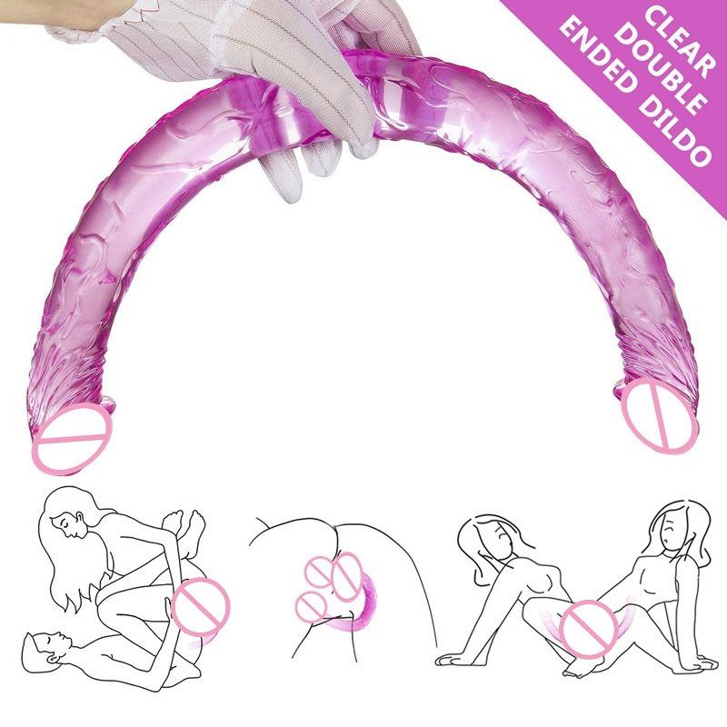 Товары для взрослых Секс-игрушка Двусторонний Реалистичный Дилдо Гибкие Желейные Дилдо Пенис Петух Анальная Пробка Массажер Стимуляция точки G