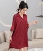 Ice Silk Jacquard Shirt Dress Nightdress: 2024 Spring/Autumn Collection