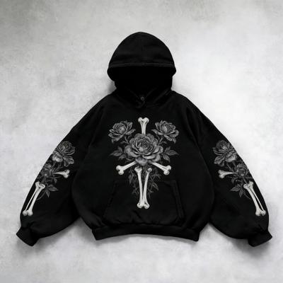 Весна Осень Черные Худи с Винтажным Принтом Модные Мужские Женские Оверсайз С Длинным Рукавом Пуловер Повседневные Худи Толстовка Одежда