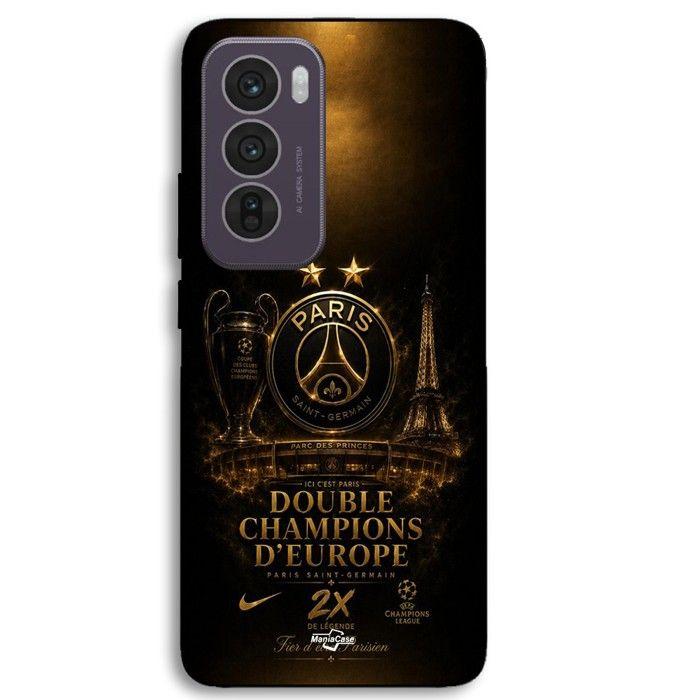 Coque Pour Oppo Reno 12 Pro 5G PSG champions league 2 étoiles noir et dorée Maniacase