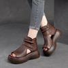 Women's Boot Sandals Open Toe Cutout Sandals High Top Faux Leather Sandals for Women Chunky Platform Casual Sandals With Black Zipper