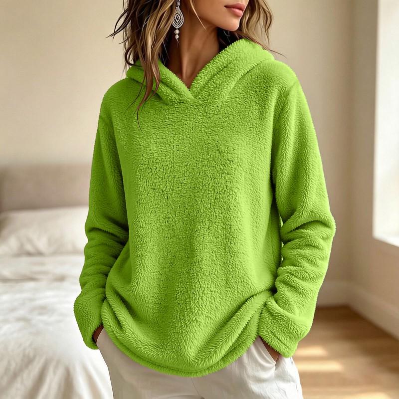 Womens Oversized Hooded Sweatshirt 2026 Fall Winter Solid Color Long Sleeve Soft Fleece Pullover