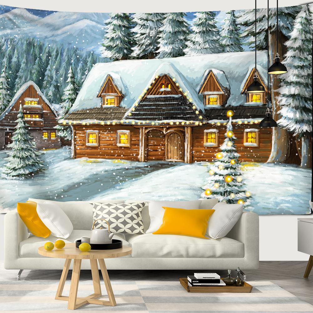 Новогоднее рождественское украшение иглу, гобелен с изображением кота, кавайное украшение, настенное украшение для дома, гобелен