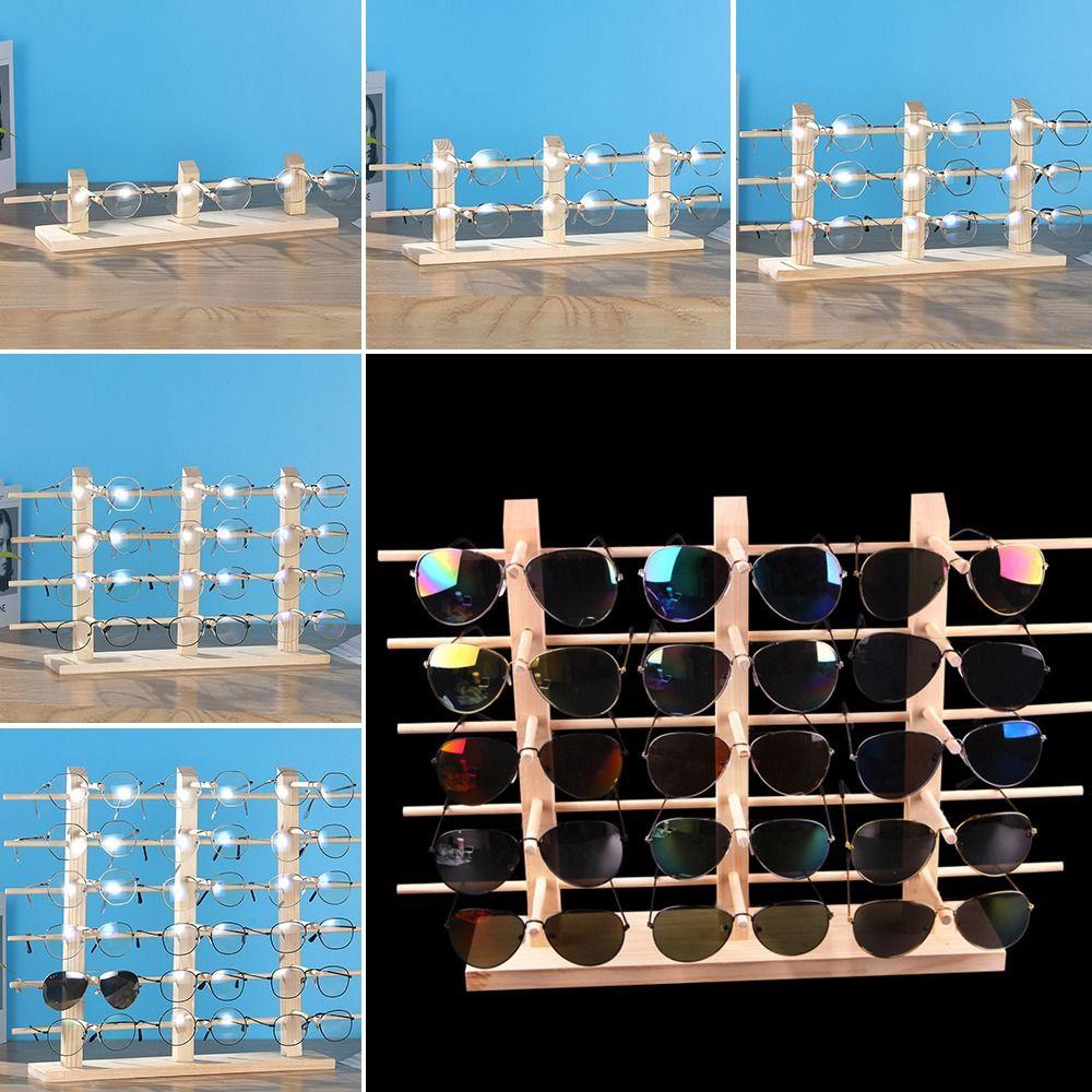 Держатель Подставка из Массива Дерева Органайзер для Очков Полка Стойка для Демонстрации Солнцезащитных Очков Поднос для Оправ