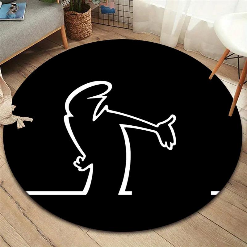 Osvaldo Cavandoli Round Area Rug,Carpet Rug for Living Room Bedroom Sofa Playroom Decor,Non-slip Floor Mat
