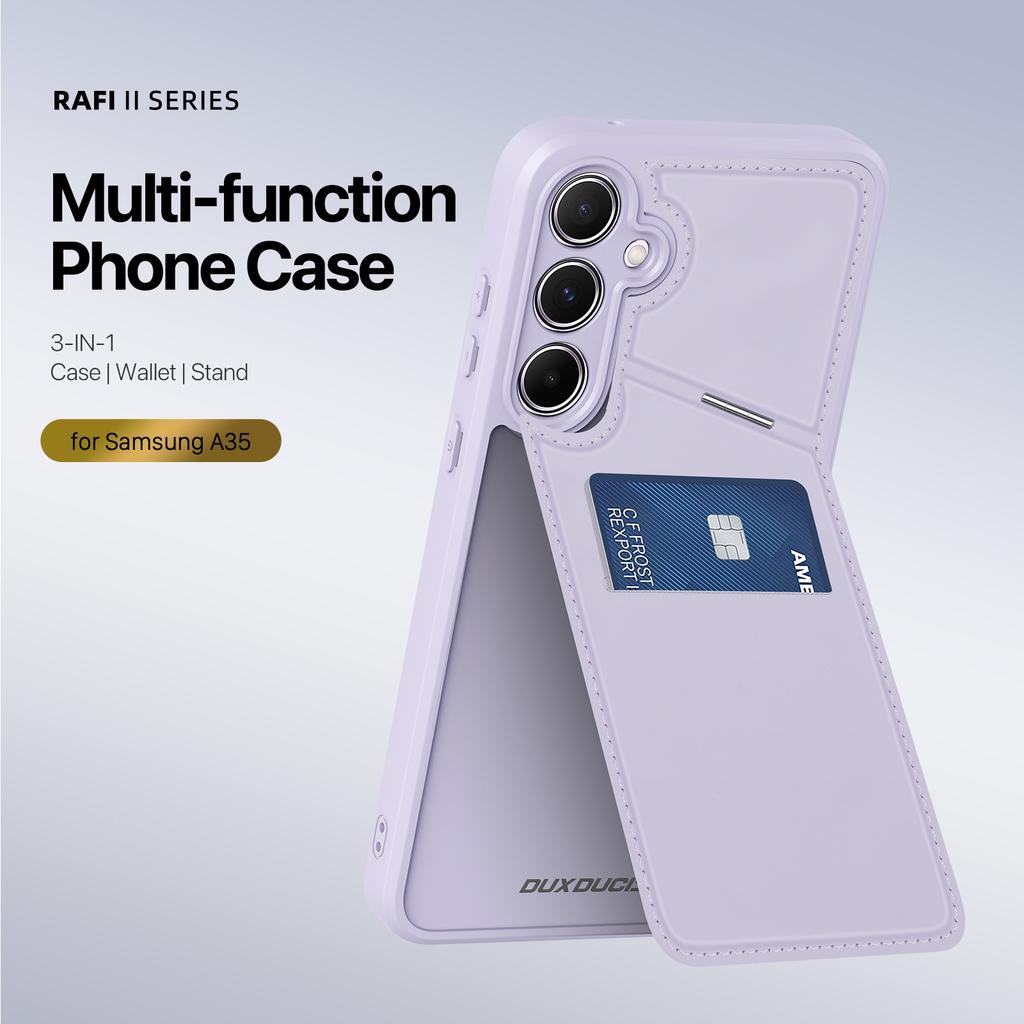 Чехол DUX DUCIS Rafi II Series для Samsung Galaxy A35 5G с блокировкой RFID-карт и слотом для карт из ПУ+ТПУ