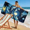 Starry Night Sky with Moon and Clouds Beach towel quick-drying for travel outdoor sports jogging beach and swimming