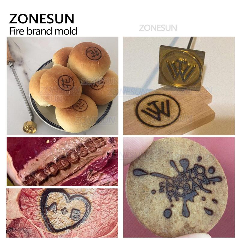 ZONESUN Штамп с логотипом на заказ, клеймо, ручка для выжигания, форма для выжигания на говядине, мясо, барбекю, печенье, торт, хлеб, деревянная, латунная форма