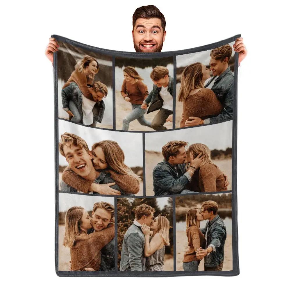 Personalized With Photo Blankets Collage Text Flannel Blankets Family Couple Friends Gifts