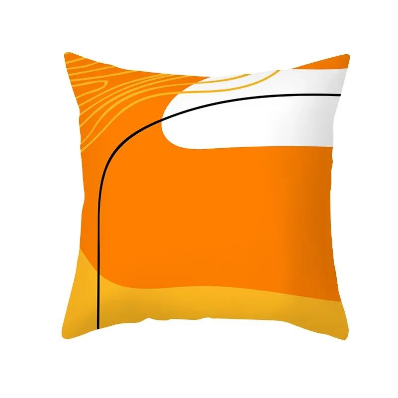 2023 Brand New Yellow Orange Abstract Geometry Print Pillow Cushion Cover Modern Nordic Sofa Throw Pillowcase Home Decor 45x45cm