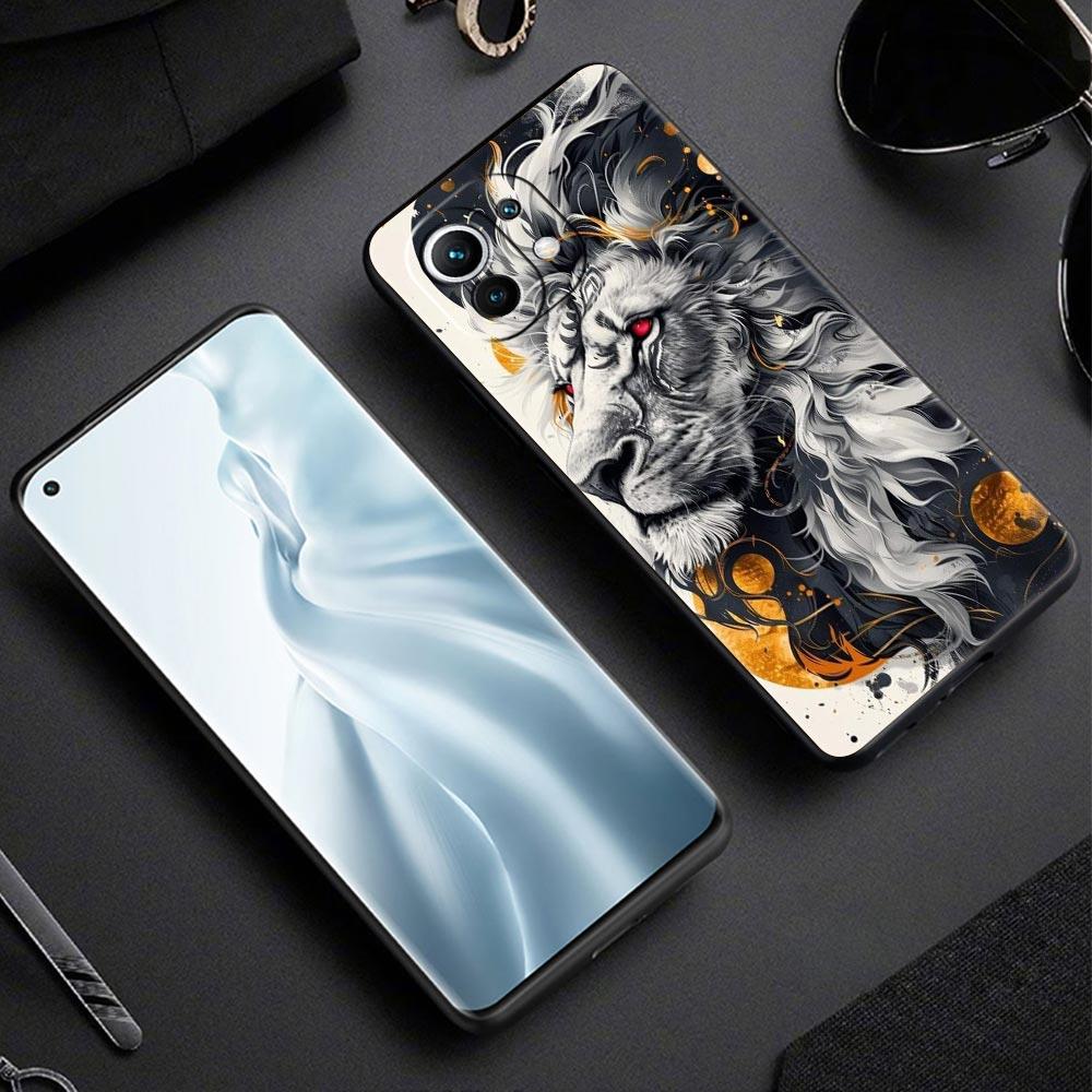 Cross Pattern Bicolor Lion Phone Case Cover for Xiaomi Mi 17 15 14 13 12 11 Ultra 15T 14T 13T 12T 11T Pro Lite 5G Soft TPU Shell