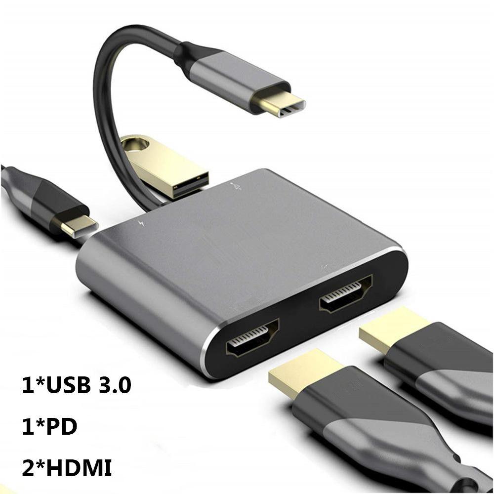 4-в-1 USB 3.0 Адаптер Типа-C к Двойному HDMI USB C Хаб Док-станция