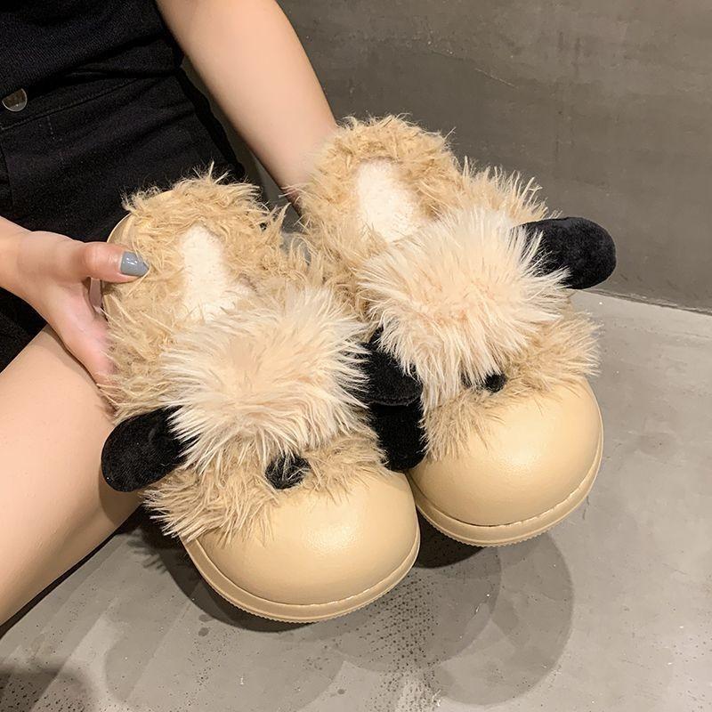 Height-increasing non-slip bag head slippers women's autumn and winter new fashionable versatile thick-bottomed warm cotton slippers women