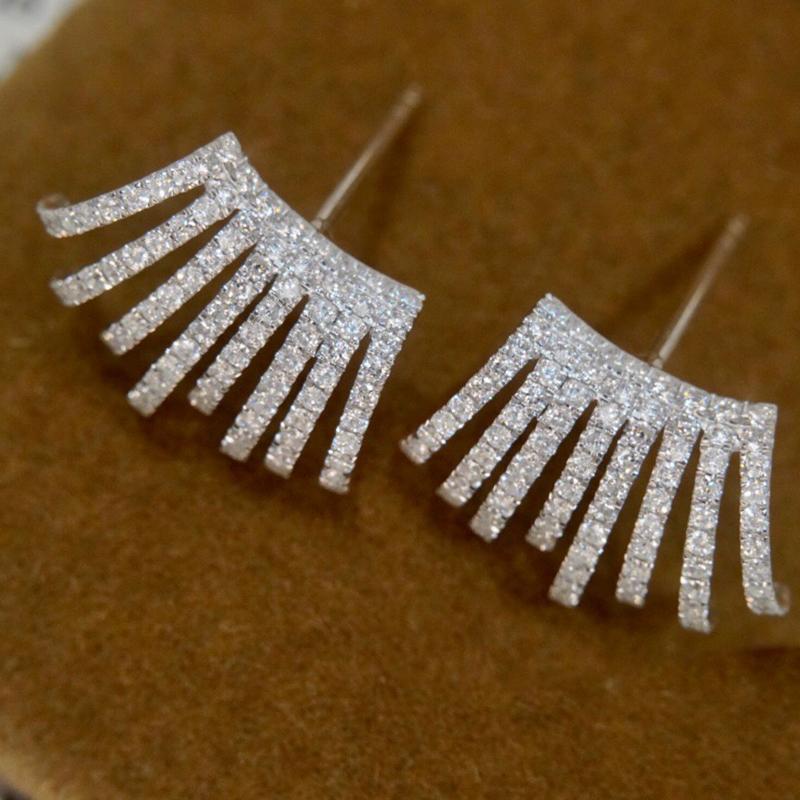 Серьги-гвоздики Huitan Bling Bling Claw Shaped Piercing для женщин, серьги-гвоздики с кристаллами и кубическим цирконием, ювелирные изделия для девушек