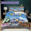 Robocar Poli Pattern Bedding,Quilt Set Quilt Cover Pillowcase Home Birthday Gift (1*duvet cover+2*pillowcase,without core)XSJT0917349