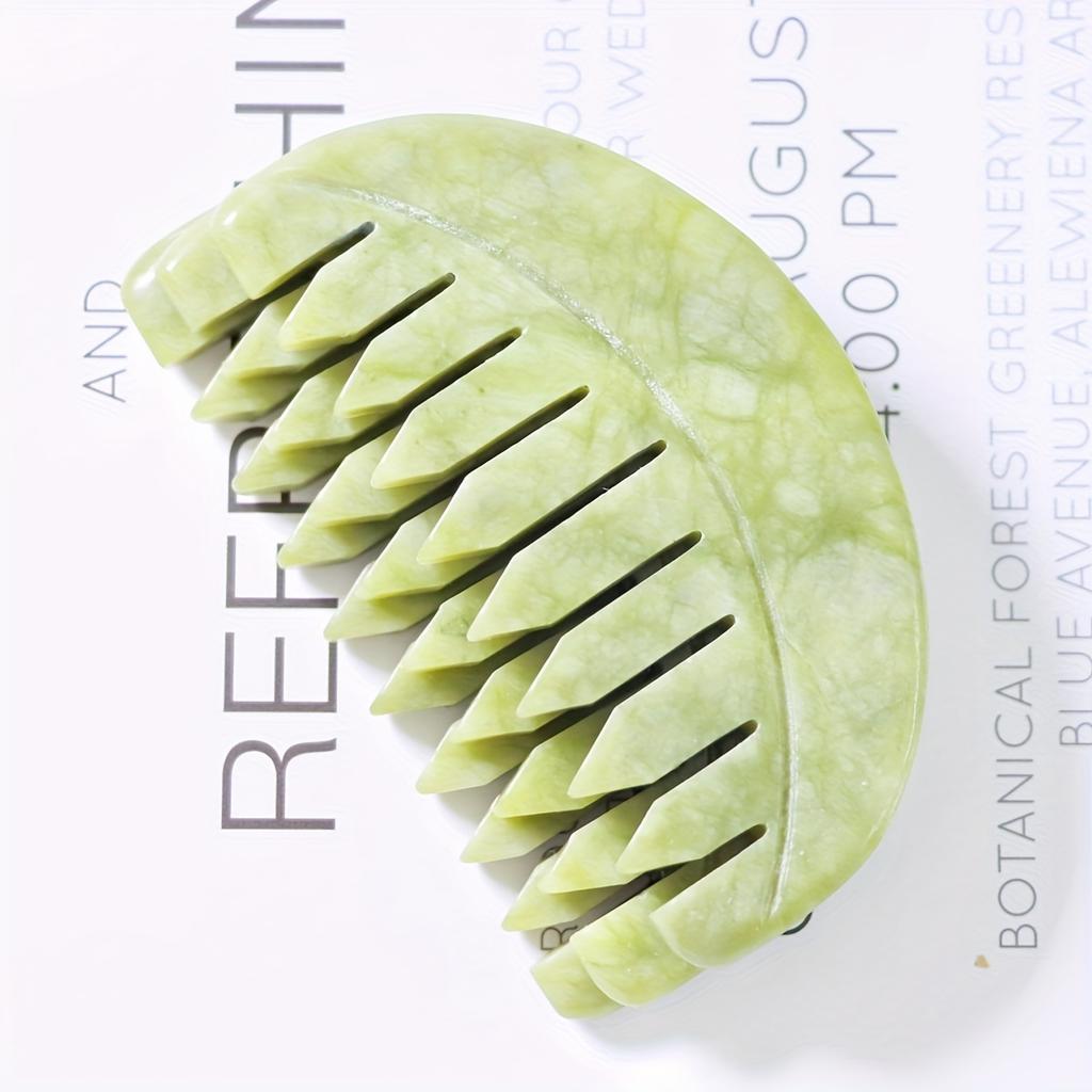 1pc Xiuyan Green Head Massage Comb, Natural Stone Guasha Scalp Massager Comb, Hair Comb Scalp Care Massage Tool. Multi-Functional Handheld Head