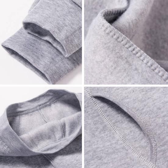 2Pcs/Set Men Warm Suit O-Neck Long Sleeve Tops Elastic Waist Long Pants Set Solid Color Plush Lining Pajamas Set