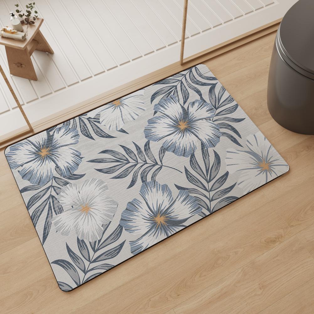 Быстросохнущие впитывающие коврики для ванной комнаты - нескользящие, с мягким цветочным рисунком для унитаза, раковины и дверного проема 