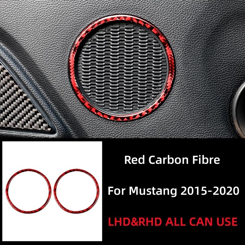 Для Ford Mustang GT 2015-2021 автомобильные аксессуары из углеродного волокна салон авто дверь o динамик украшения рамка наклейки отделка крышка