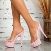 Women's Shoes Spring Clear Heels Sexy Sandals Slipper Girls Shoe for Party Club 14cm Heel 4cm Platform LFD-B3494