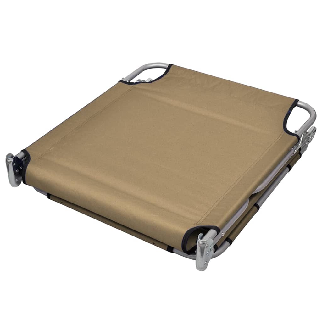 Foldable Sun Lounger with Head Pillow and Adjustable Backrest Taupe