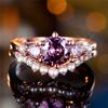 Элегантный круглый фиолетовый циркон искусственный жемчуг кольца набор для женщин изысканный розово-золотой цвет циркон кольцо винтажные ежедневные вечерние украшения лучший подарок