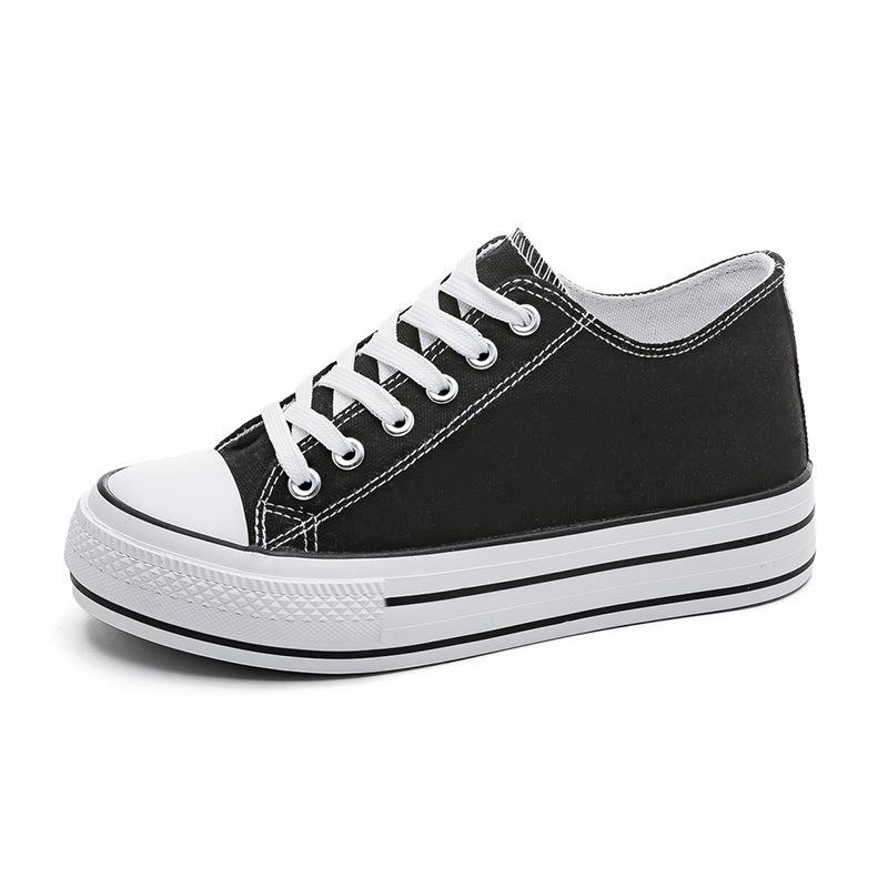 Весенние новые парусиновые туфли на толстой подошве с внутренней платформой, увеличивающей рост, женские, ретро, универсальные, классические маленькие белые туфли, парусиновые туфли, колледжский стиль, туфли-маффины