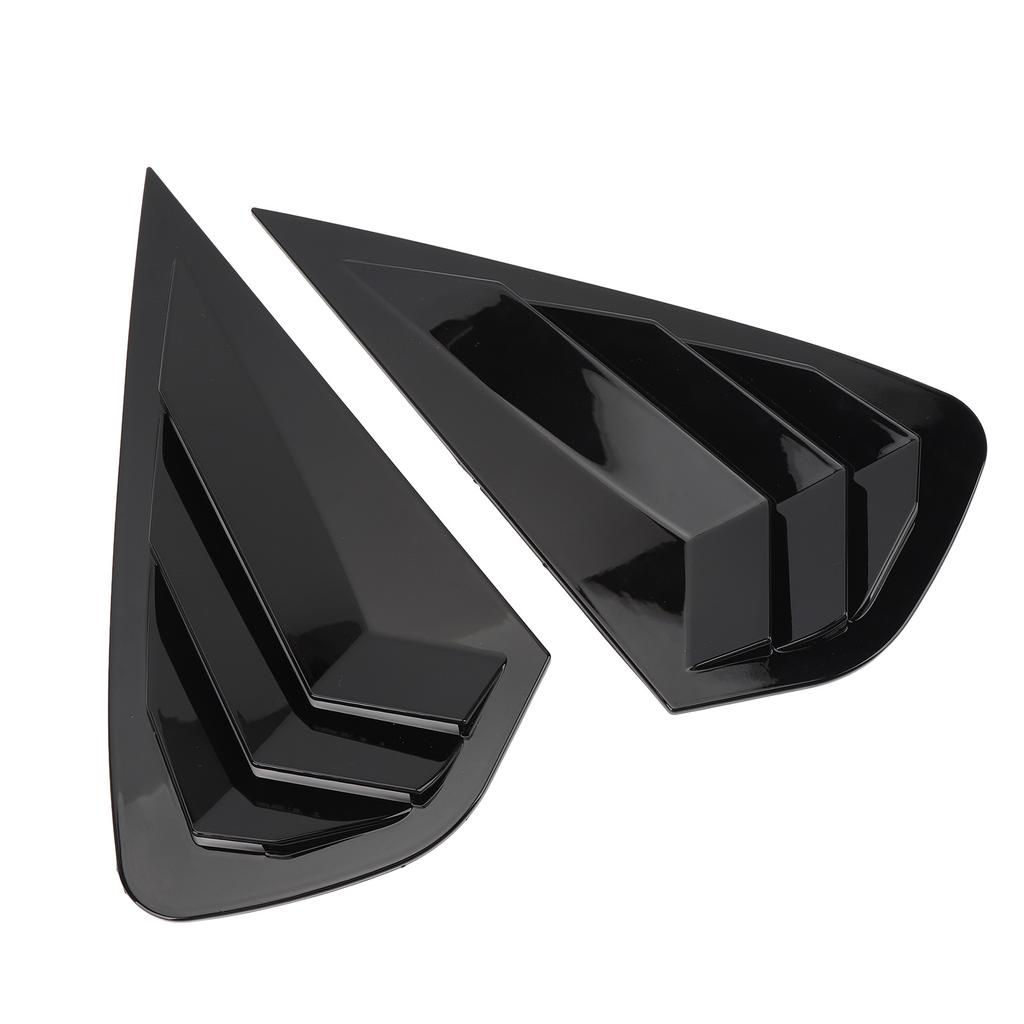 1 Pair Rear Side Window Shutter Cover Trim Glossy Black Scratch Proof Window Louver Side Vent Trim F