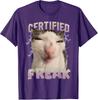 Boy's Casual Cotton Crew Neck T-shirt Cat Meme Certified Freak Eat Cement Cursed Cat Funny T-Shirt