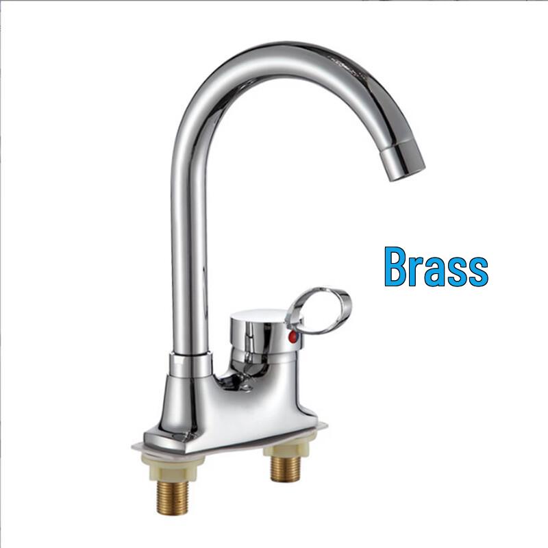 TLXT Large Curved Brass Hot & Cold Basin Faucet